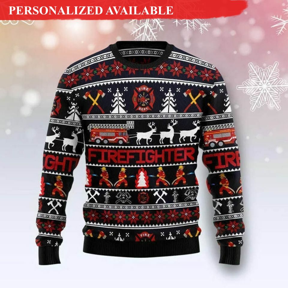 firefighter 3d ugly christmas sweater all over print unisex ugly 1646