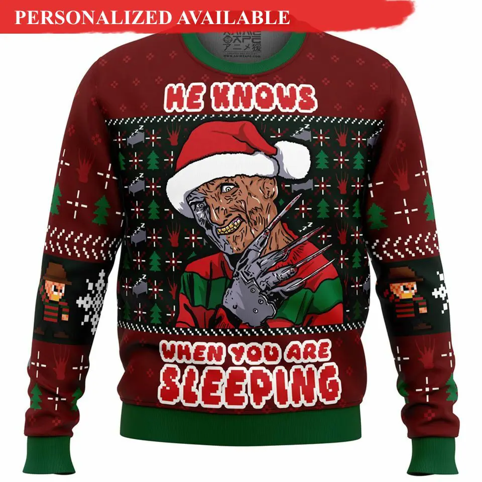 freddy krueger horror ugly christmas sweater nightmare on elm street christmas sweater christmas gifts 6935