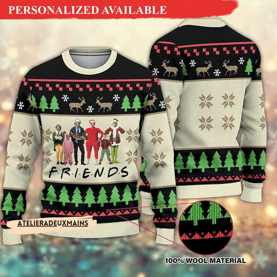 funny friends christmas movies sweater friends movies ugly xmas sweater 6486