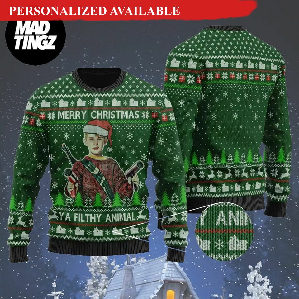 funny merry christmas ya filthy animal home alone ugly christmas sweater 3439