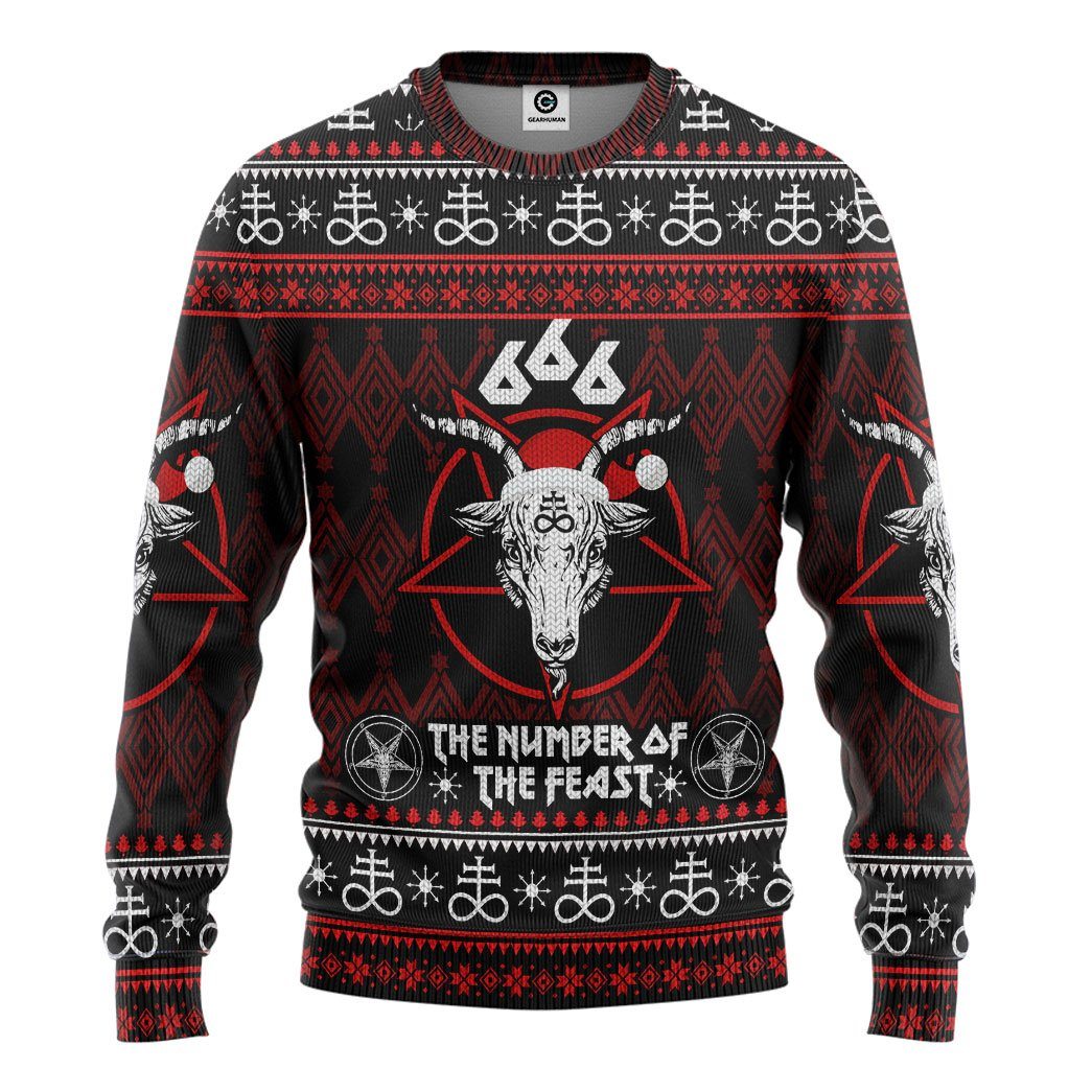 gearhuman 3d 666 the number of the feast ugly christmas sweater custom sweatshirt apparel gv091010 sweatshirt sweatshirt s 423874 3bc6f4ae f36a 4f01 90b3 d0ee5ff44e66