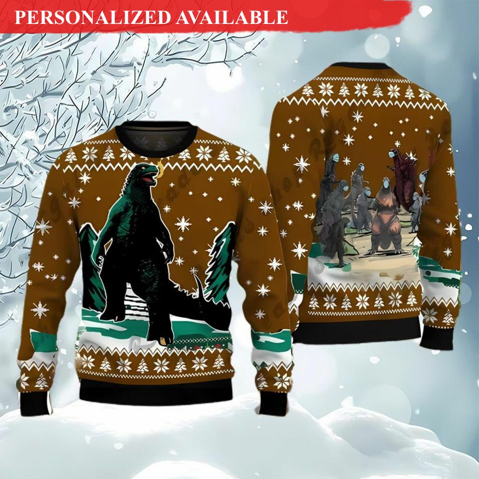god zilla fa la la la ugly sweatshirt god zilla minus one movie sweatshirt 8697