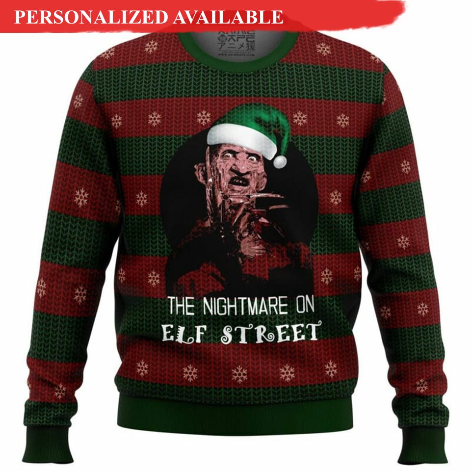 happy horrordays freddy krueger horror christmas ugly sweater 1748