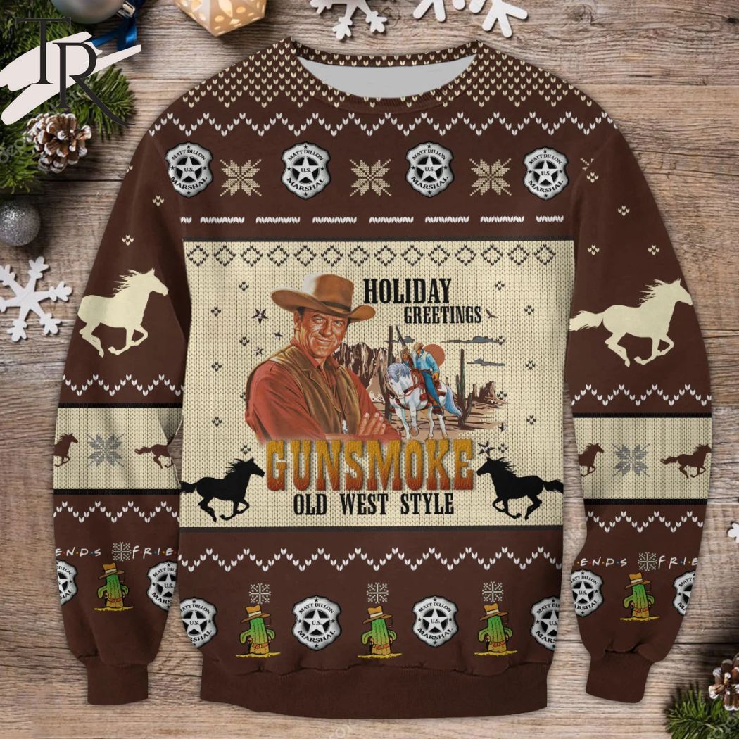 holiday greetings gunsmoke old west style matt dillon ugly sweater 1 hDE1J