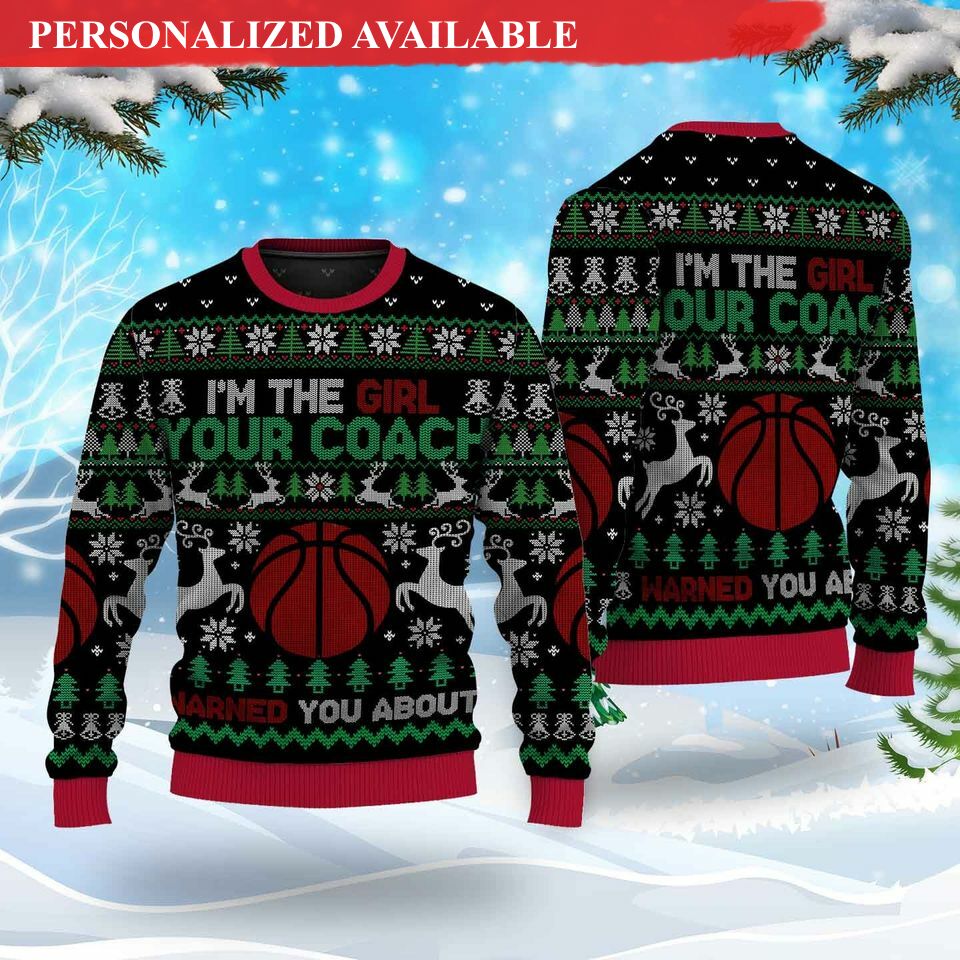 i 039m the girl you coach sweater baseball ugly christmas sweater baseball christmas sweater baseball holiday xmas sweater christmas 2022 8479