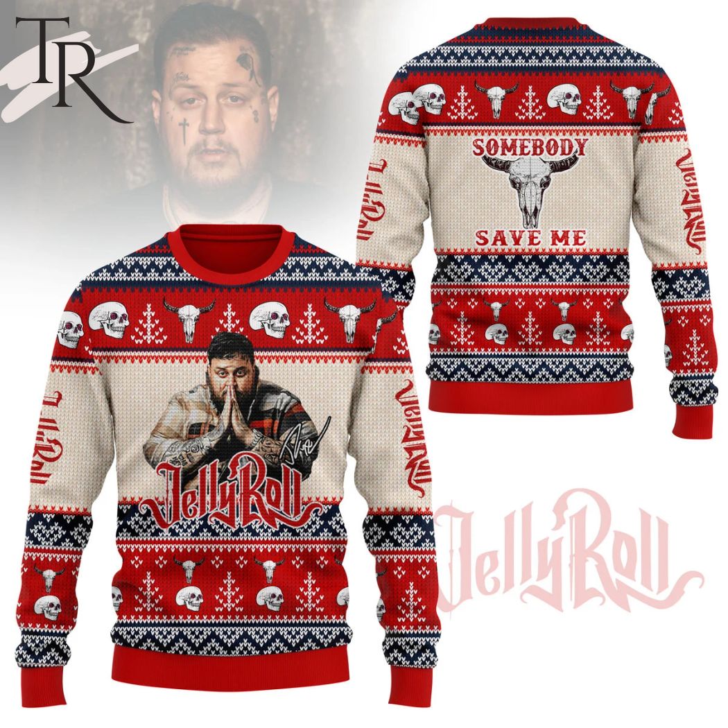 jelly roll somebody save me sweater christmas 1 m2KaE