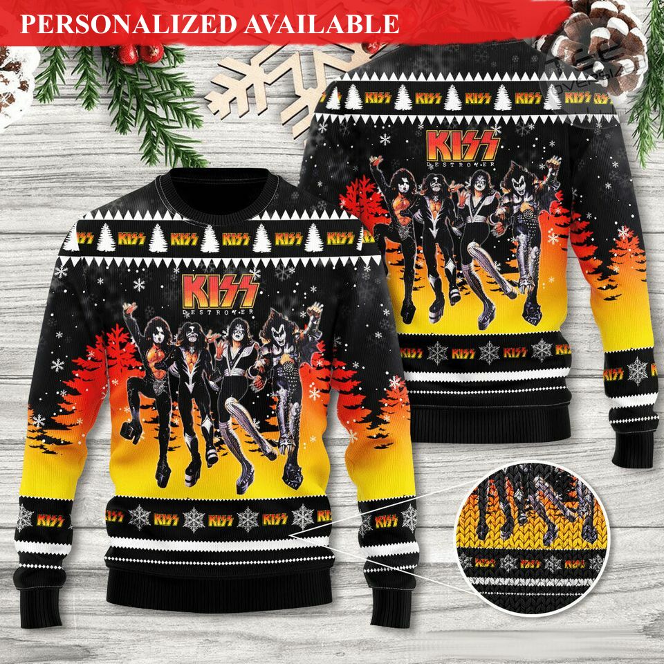 kiss band ugly christmas sweater rock and roll ugly sweater 2461