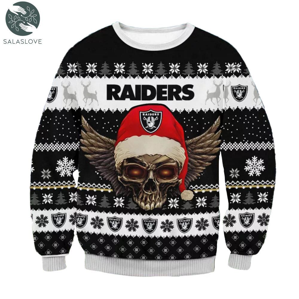 las vegas raiders santa skull wings nfl ugly christmas sweater 1 kdgshz