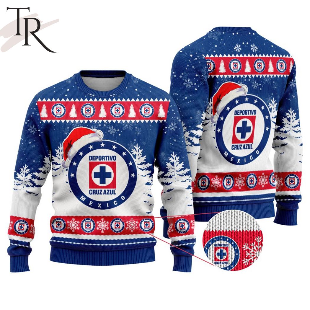 liga mx cruz azul special christmas ugly sweater design 1 EnAlL