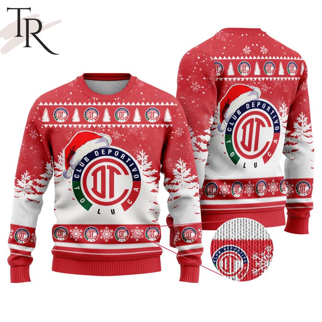 liga mx deportivo toluca special christmas ugly sweater design 1 T7ybw