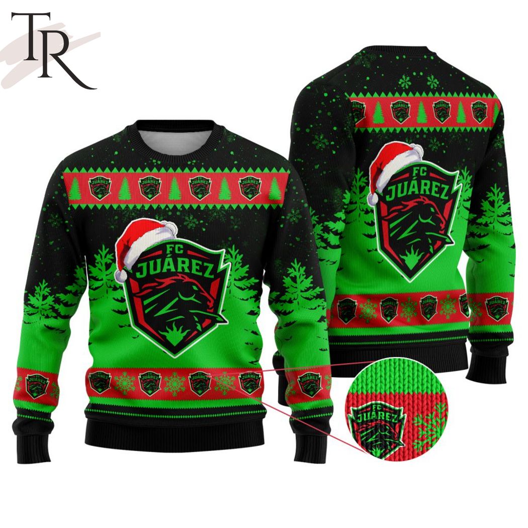 liga mx fc juarez special christmas ugly sweater design 1 sERvm