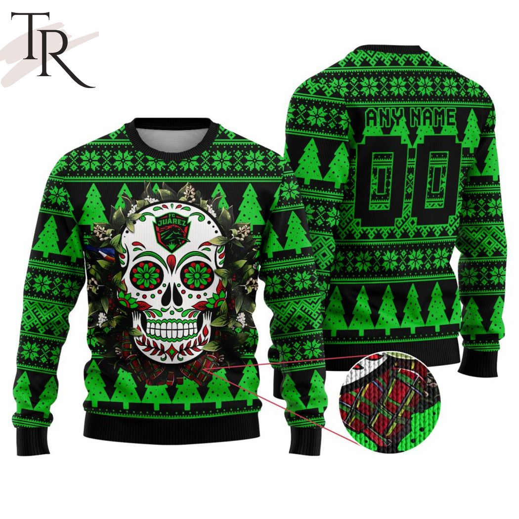 liga mx fc juarez special sugar skull christmas ugly sweater 1 Zmkju