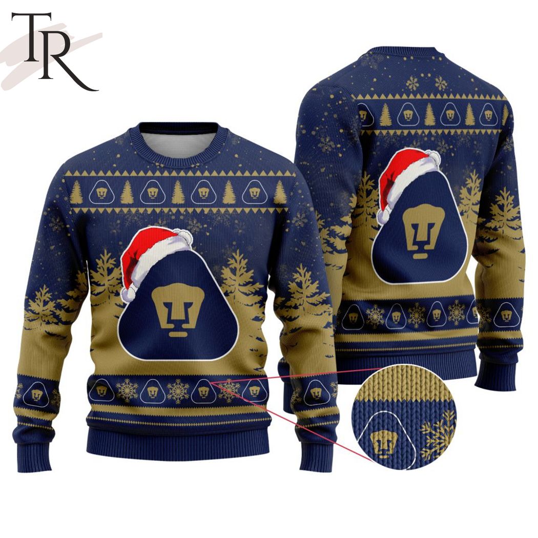 liga mx pumas unam special christmas ugly sweater design 1 cXKAC