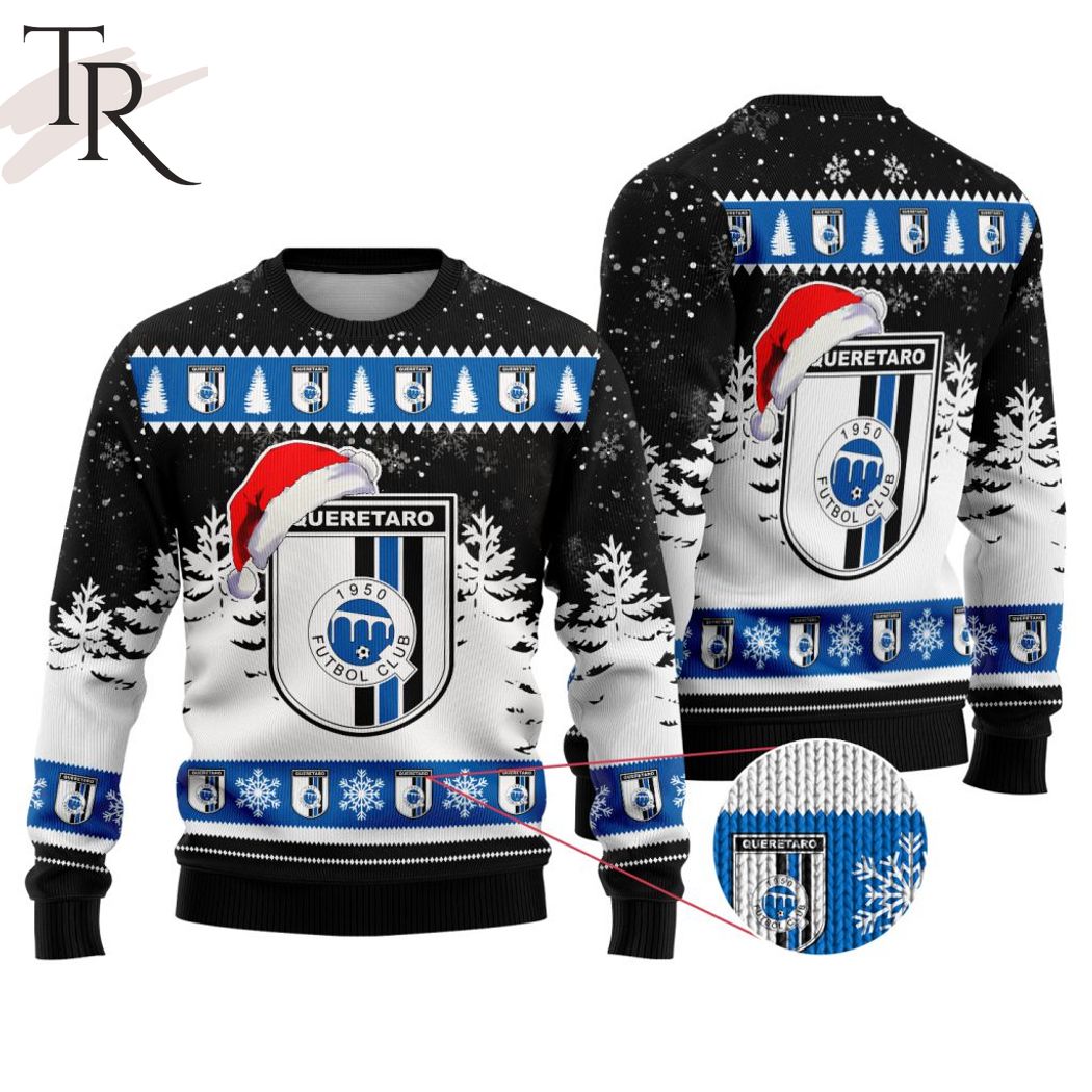 liga mx queretaro f c special christmas ugly sweater design 1 MMlt4