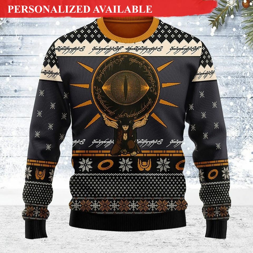 lotr eye of sauron ugly christmas sweater 7344