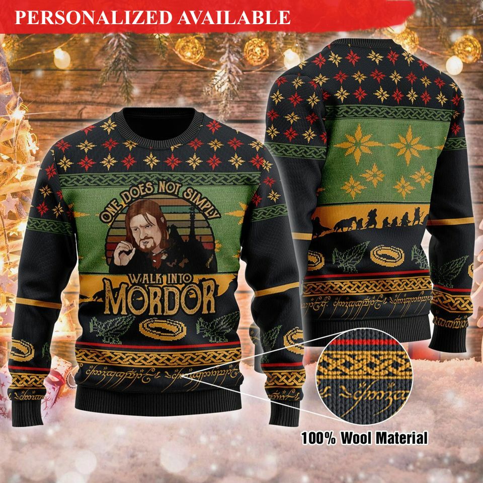 lotr middle earth mordor fun run ugly knitted christmas sweater 4607