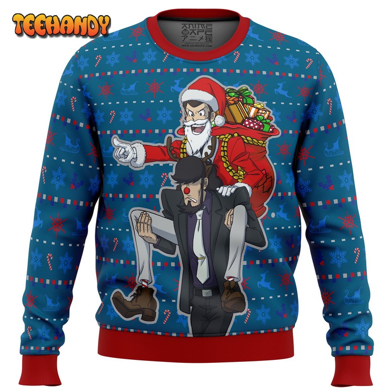 lupin the 3rd run run rudolph ugly christmas sweater p9jok