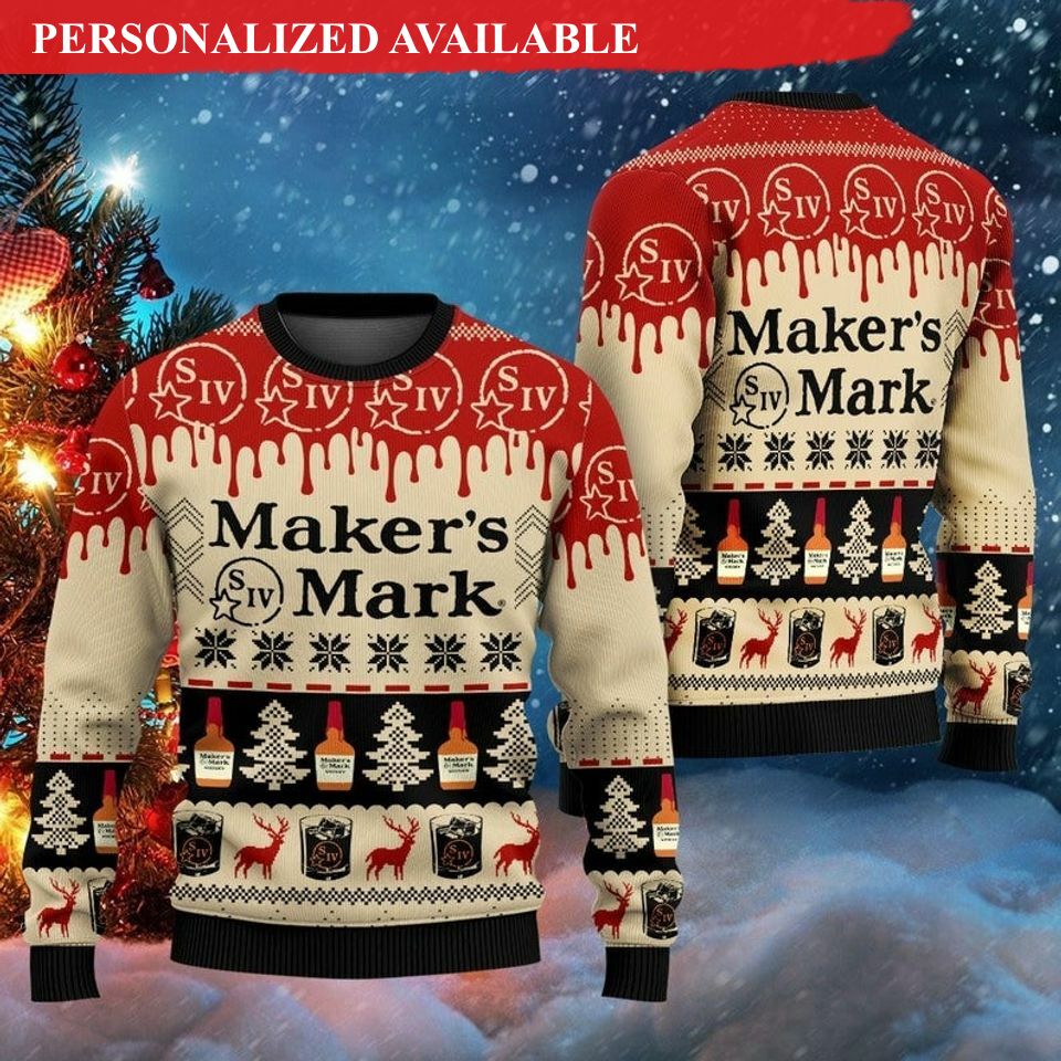 makers mark ugly sweater beer drinking christmas ugly sweater 2077