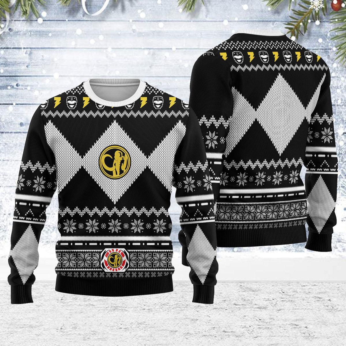 merry christmas gearhomie unisex christmas sweater black power ranger 3d apparel gearhomie com 1