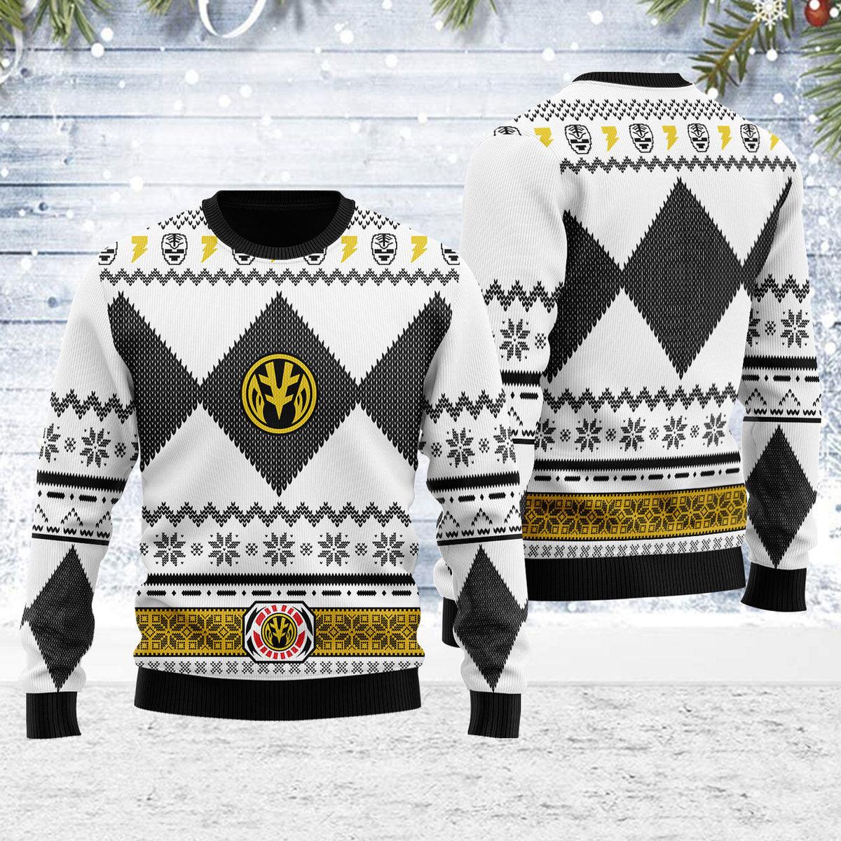 merry christmas gearhomie unisex christmas sweater white power ranger 3d apparel gearhomie com 1