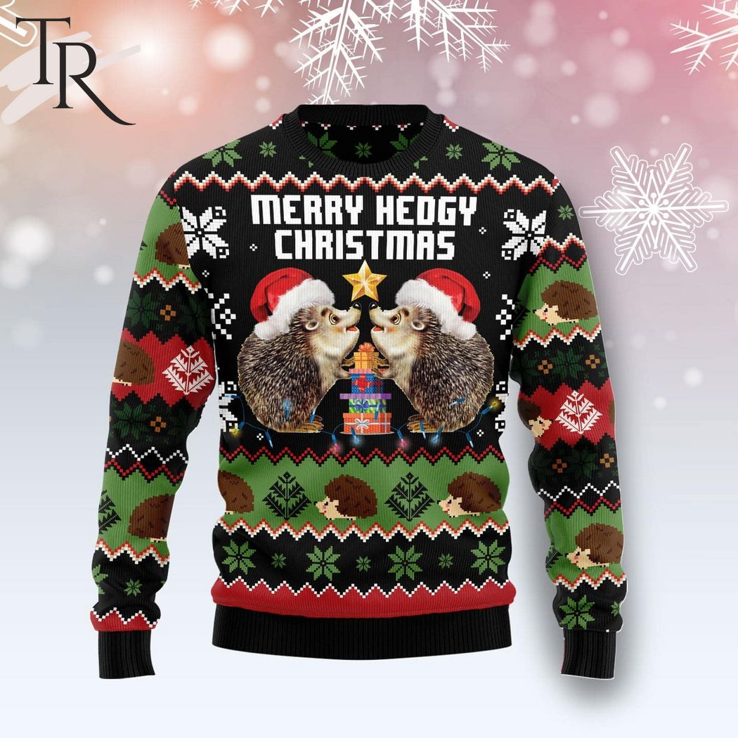 merry hedgy christmas ugly christmas sweater 1 JSRRo