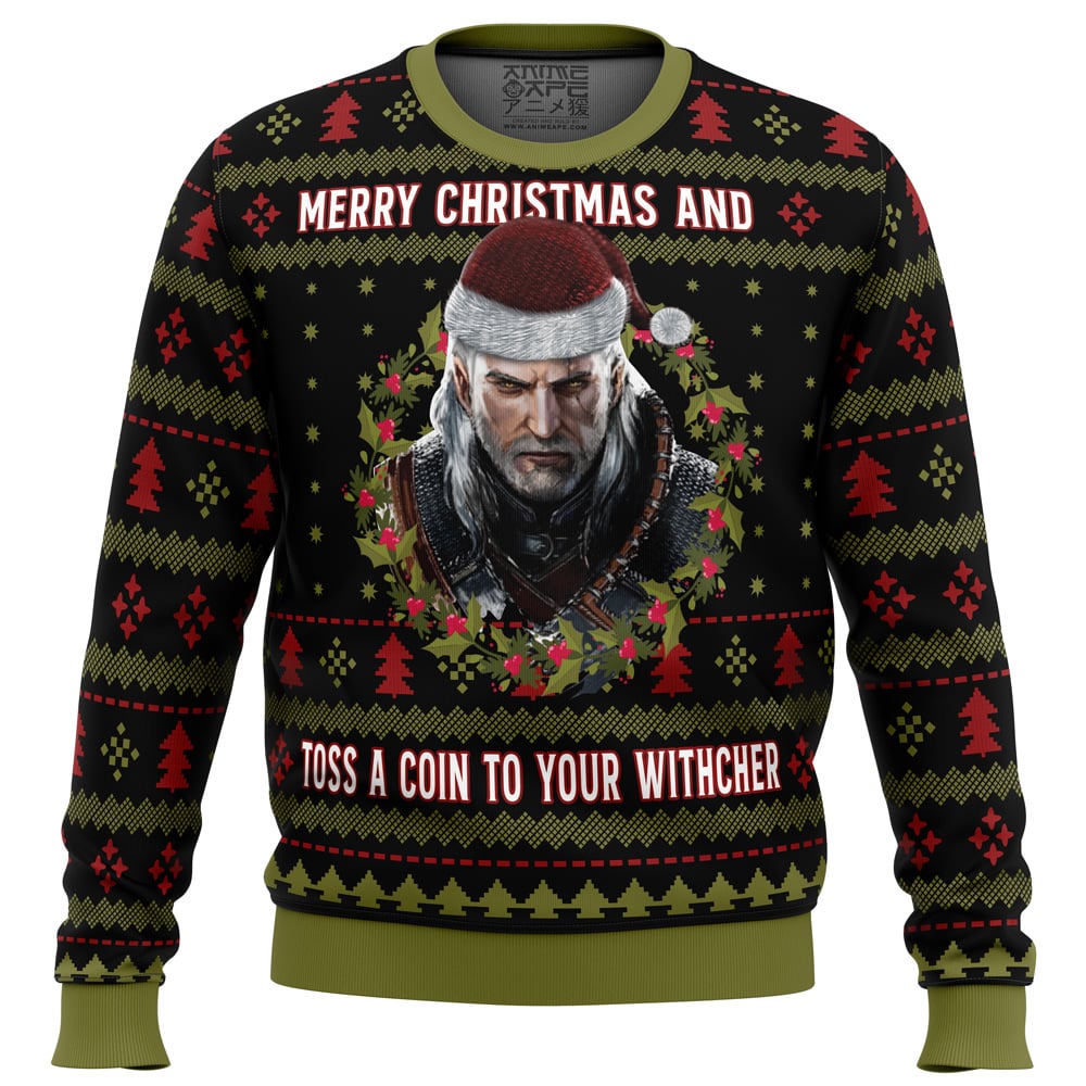 merry christmas and toss a coin the witcher 2Cugly sweater party2Cugly sweater ideas ugly christmas sweater owlohh 4026