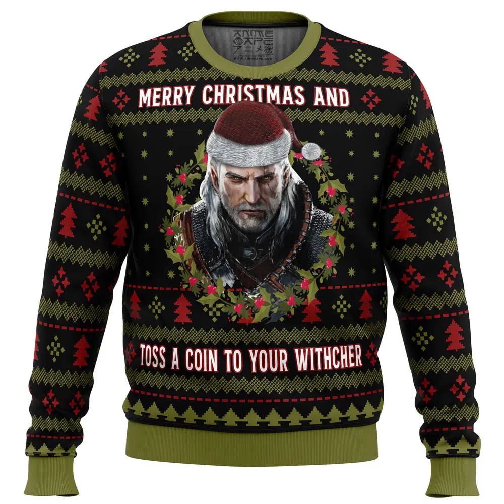 merry christmas and toss a coin the witcher 2Cugly sweater party2Cugly sweater ideas ugly christmas sweater owlohh 4026