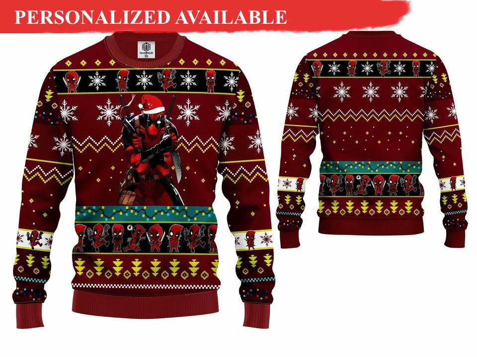 merry christmas deadpool ugly sweaters superhero ugly xmas sweater 1668