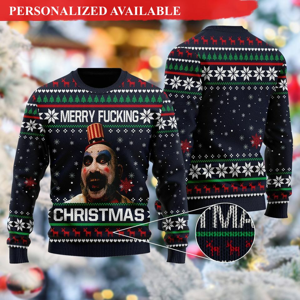 merry fcking captain spaulding horror christmas ugly sweater 6305