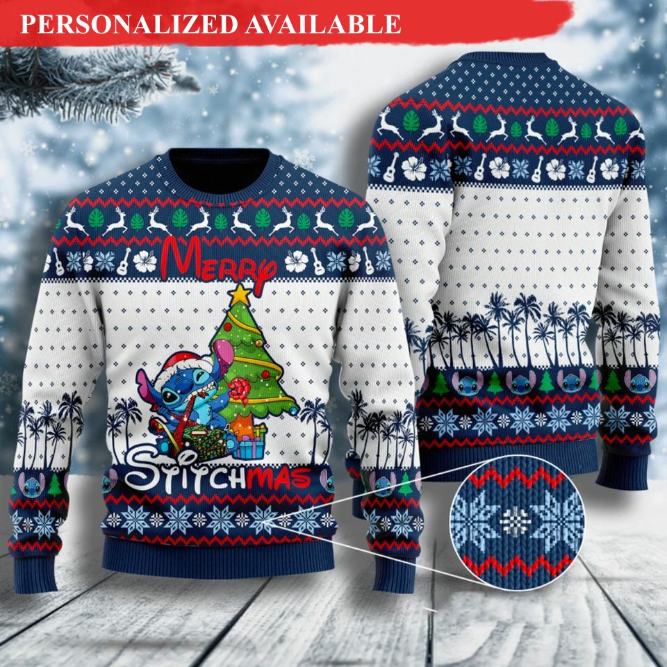 merry stitchmas ugly sweater all over print funny santa stitch merry christmas gift for fans 5430