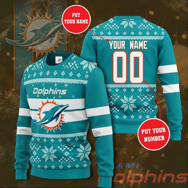 miami dolphins nfl custom name custom number design sweater sport perfect gift for fan 3d sweater h99h2ped