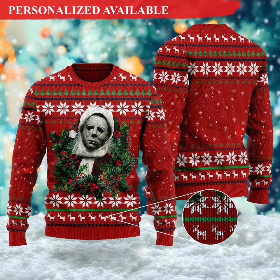 michael myers horror christmas ugly sweater 4397