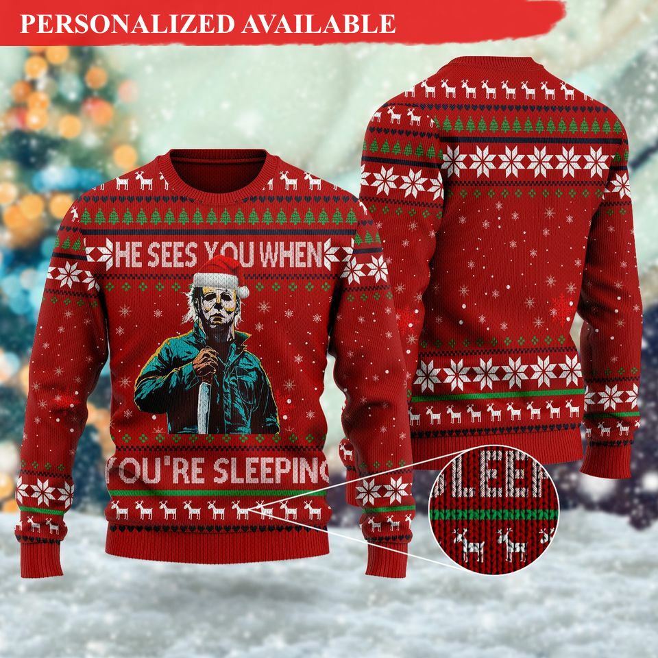 michael myers horror christmas ugly sweater 6162