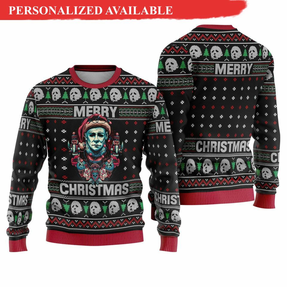 michael myers horror christmas ugly sweater 8914