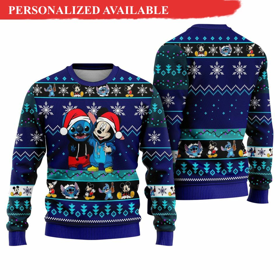 mickey and friends ugly christmas sweater mickey and stitch ugly sweater 2823
