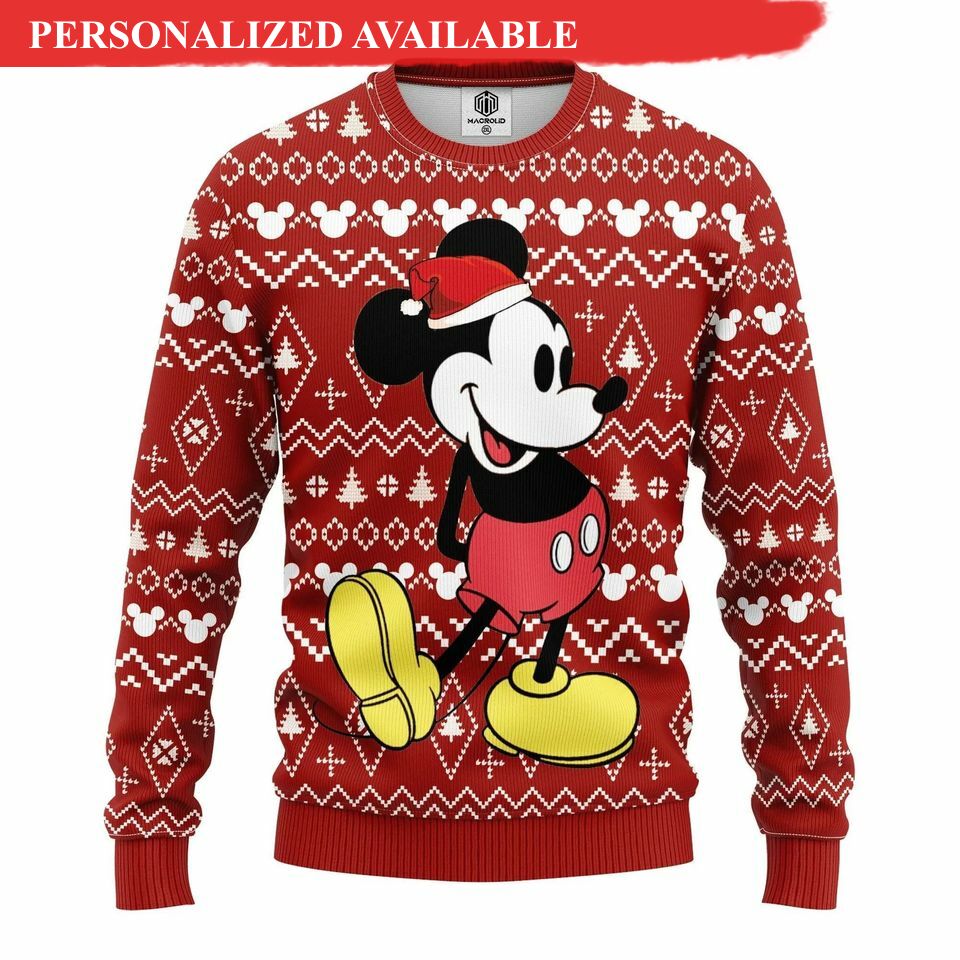 mickey and minnie mouse santa custom ugly christmas sweater 4376