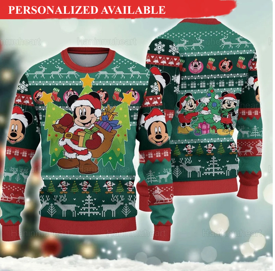 mickey and minnie santa ugly 3d sweater 4882