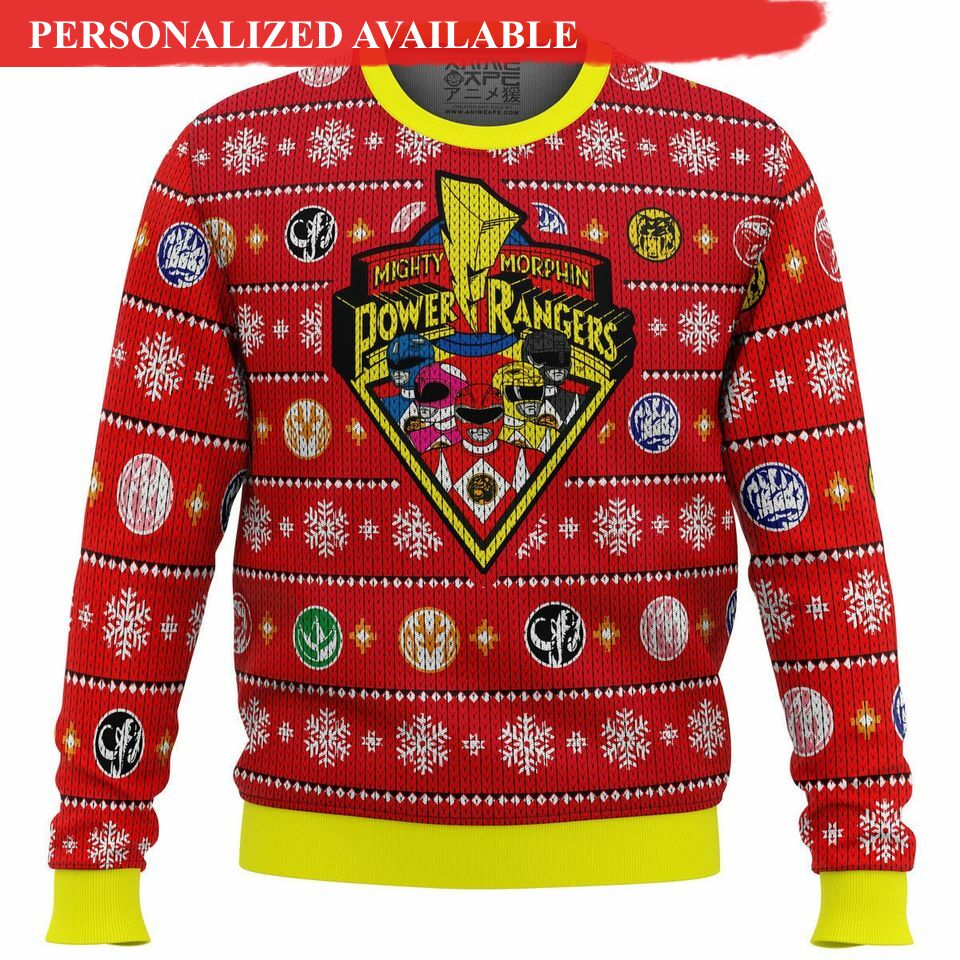 mighty morphin power ranger ugly christmas sweater 5514