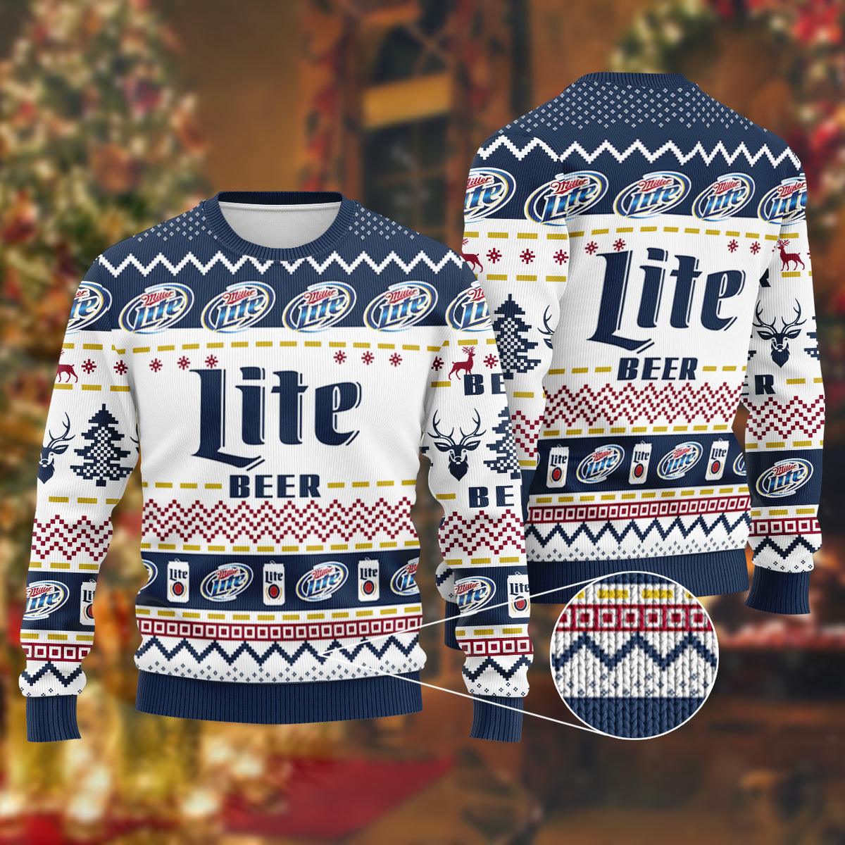 miller lite beer christmas ugly sweater flexiquor com