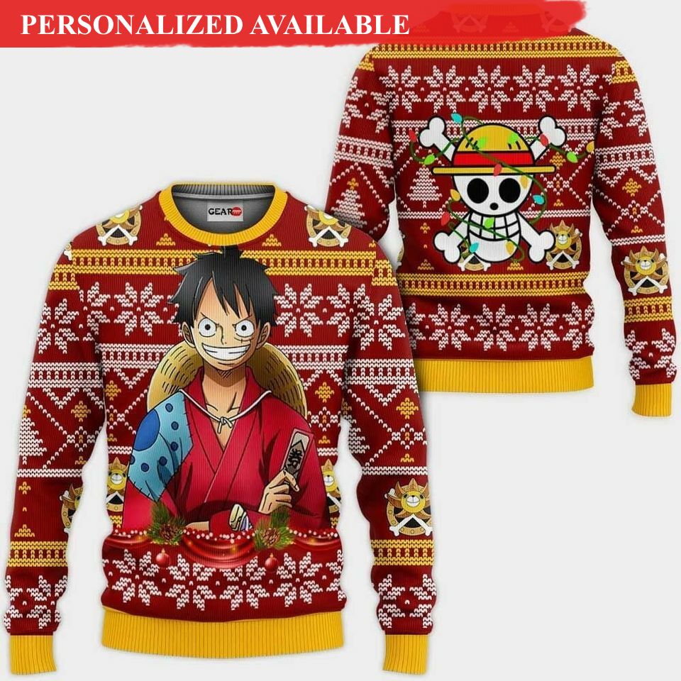 monkey d luffy one piece ugly christmas sweater 1318