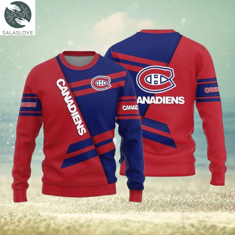 montreal canadiens basic pattern knitted ugly christmas sweater 1 s9ijnj