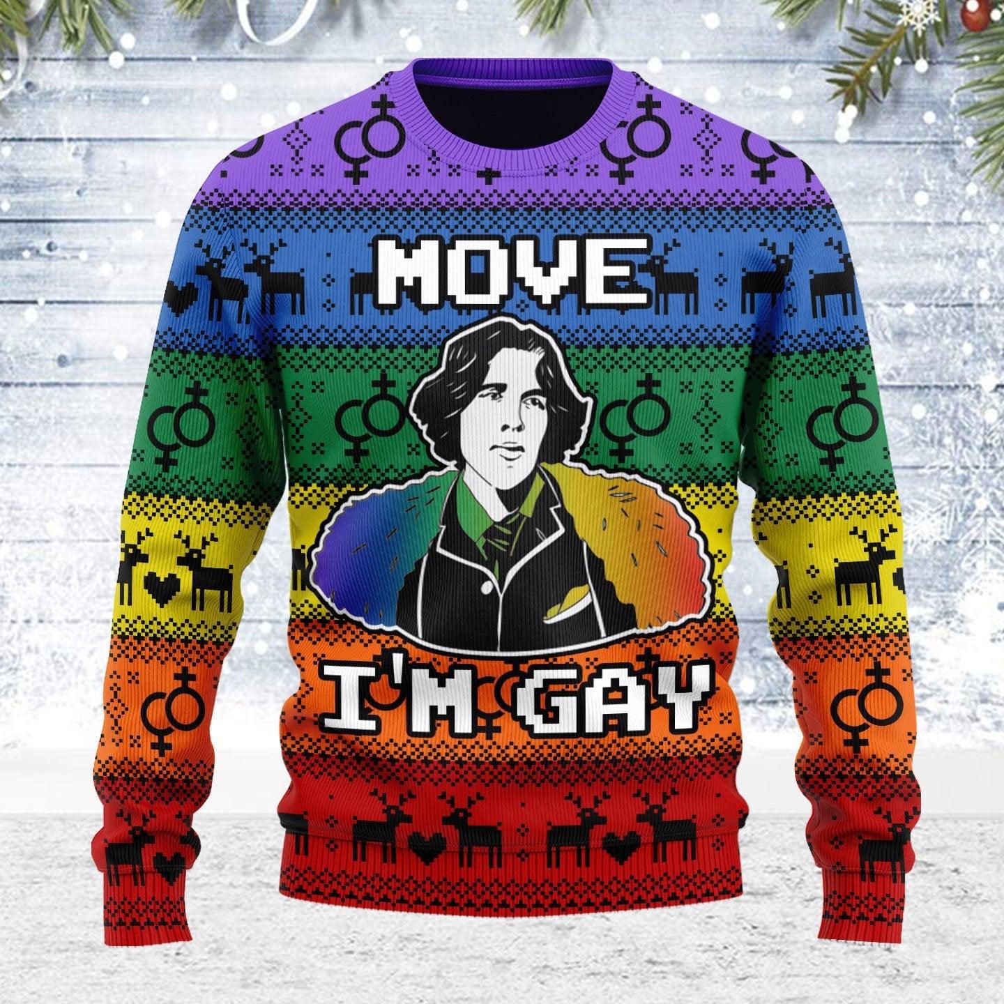 move i m gay ugly christmas sweater gearhomie com