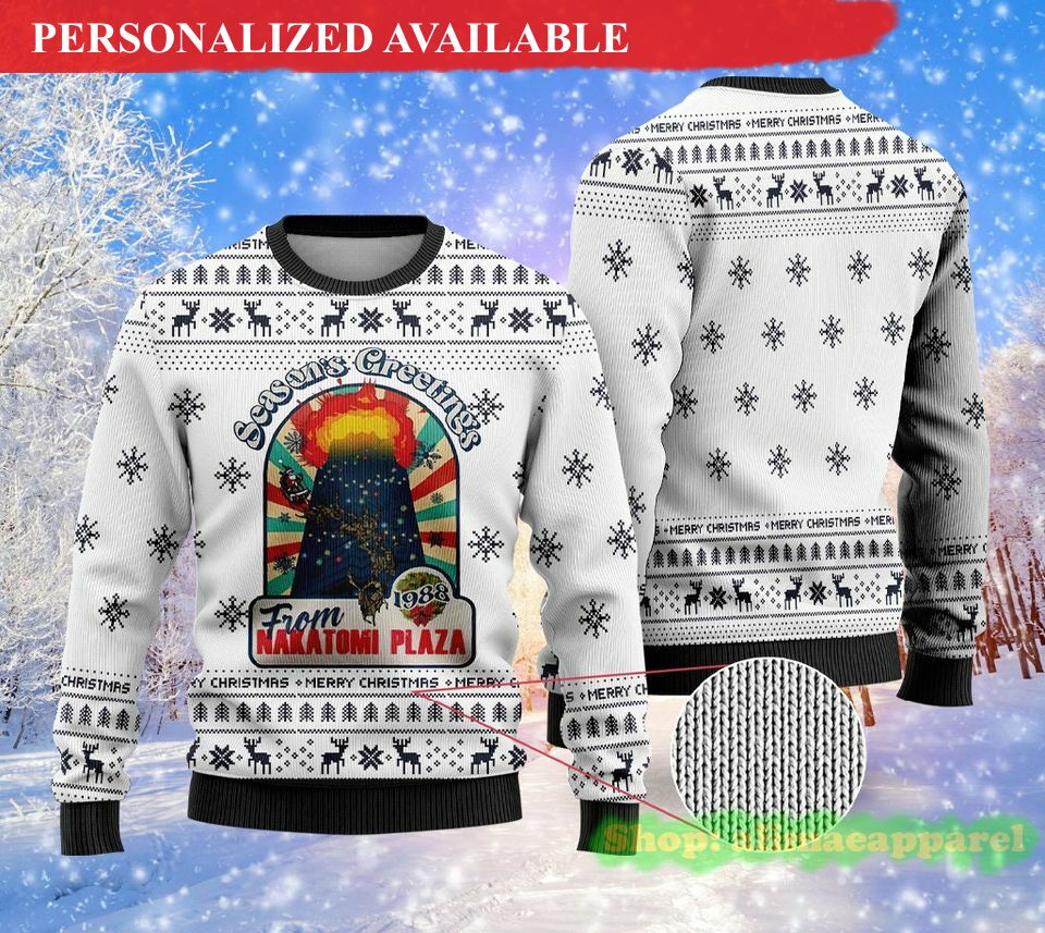 nakatomi plaza party 1988 ugly 3d over print sweater nakatomi plaza christmas 5035