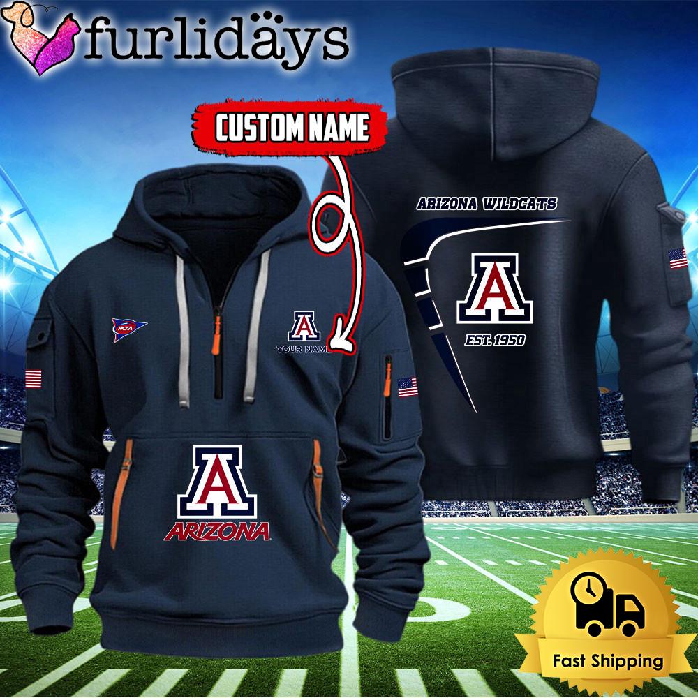 ncaa arizona wildcats american flag custom quarter zip hoodie7253