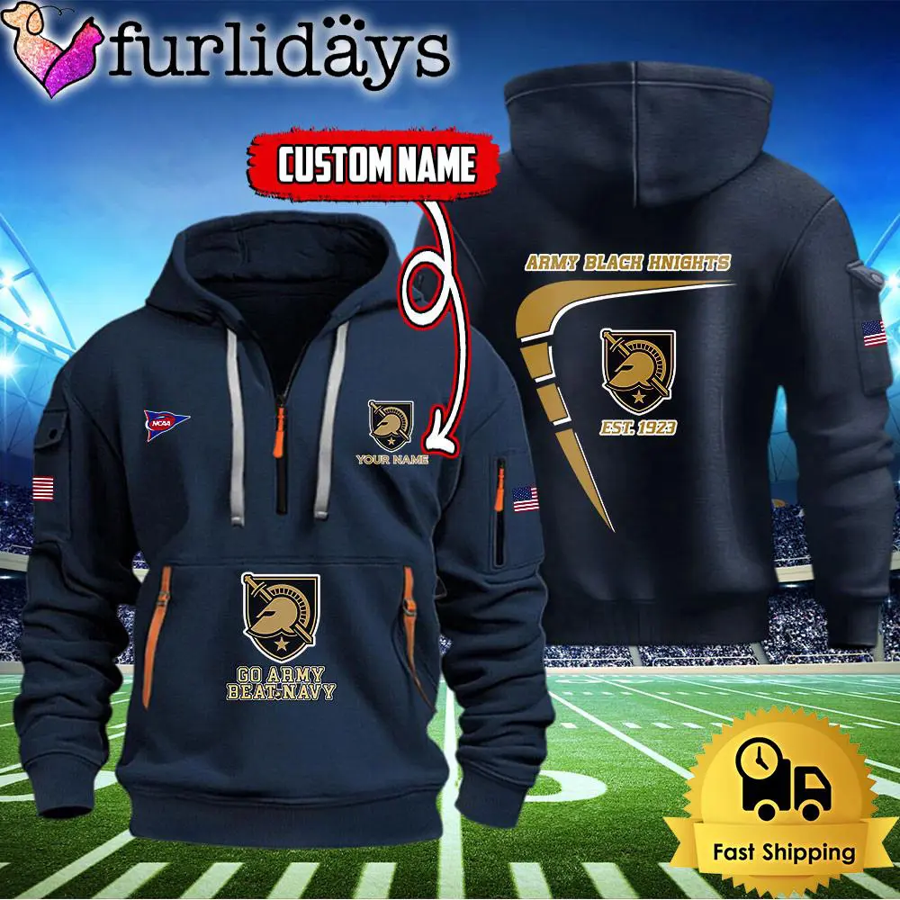 ncaa army black knights american flag custom quarter zip hoodie6345