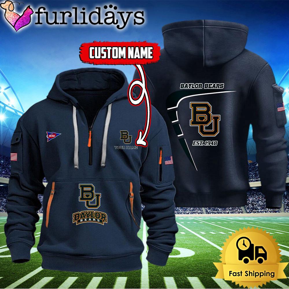 ncaa baylor bears american flag custom quarter zip hoodie8321