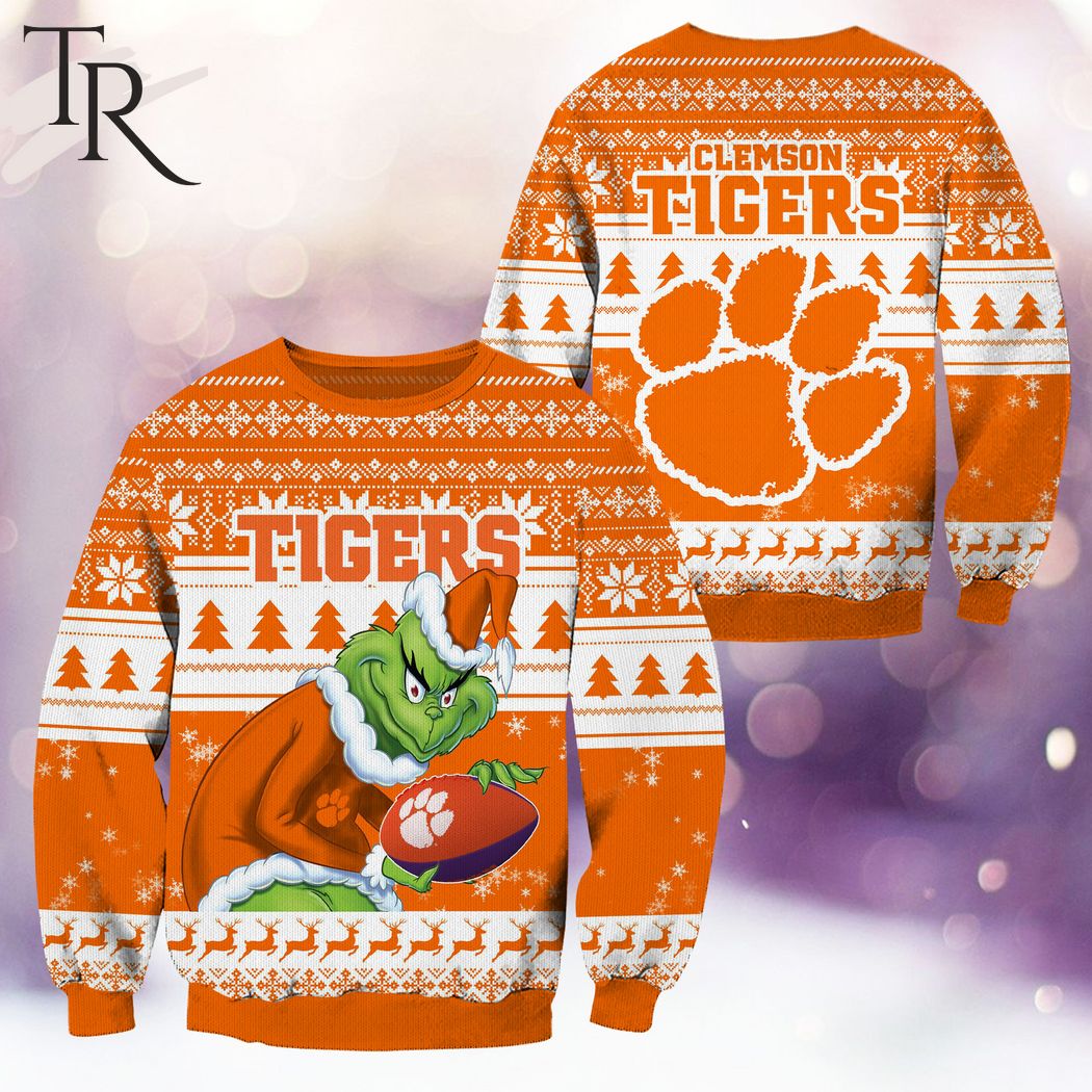 ncaa clemson tigers grinch christmas ugly sweater 1 cC6fE