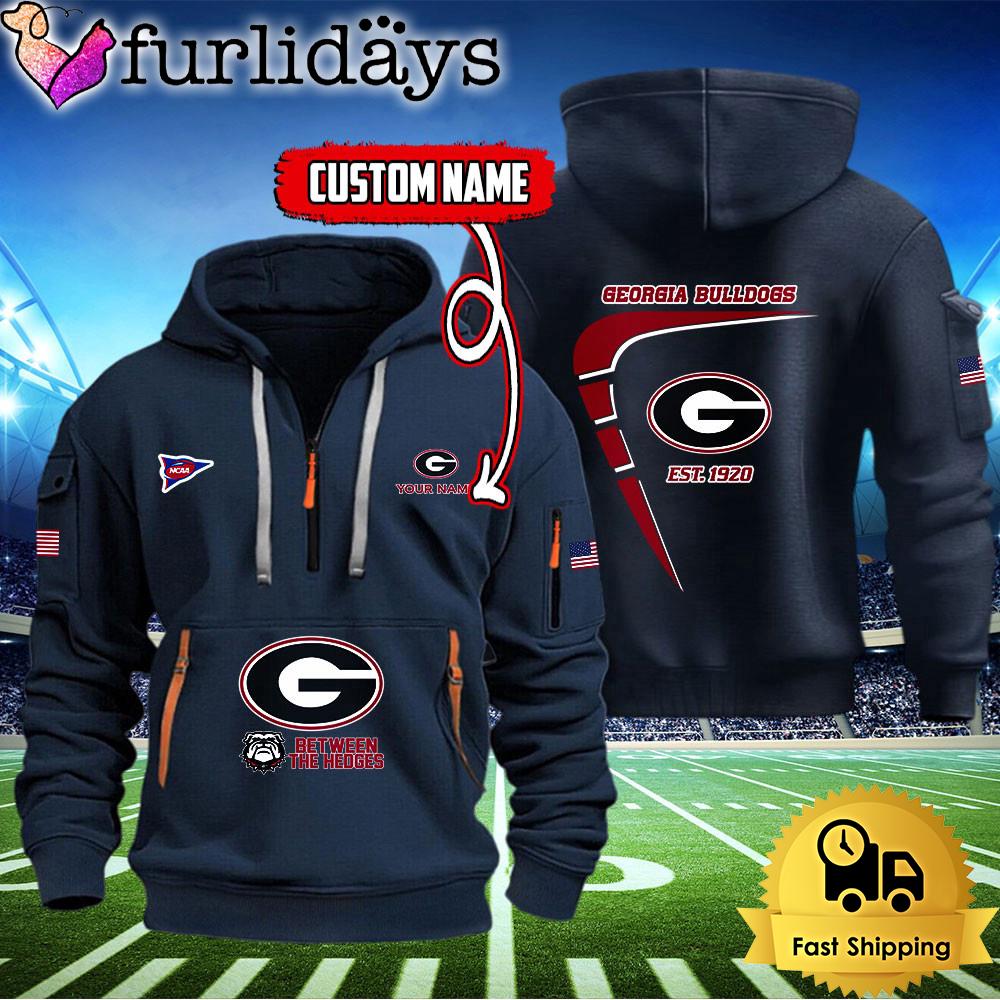 ncaa georgia bulldogs american flag custom quarter zip hoodie9000