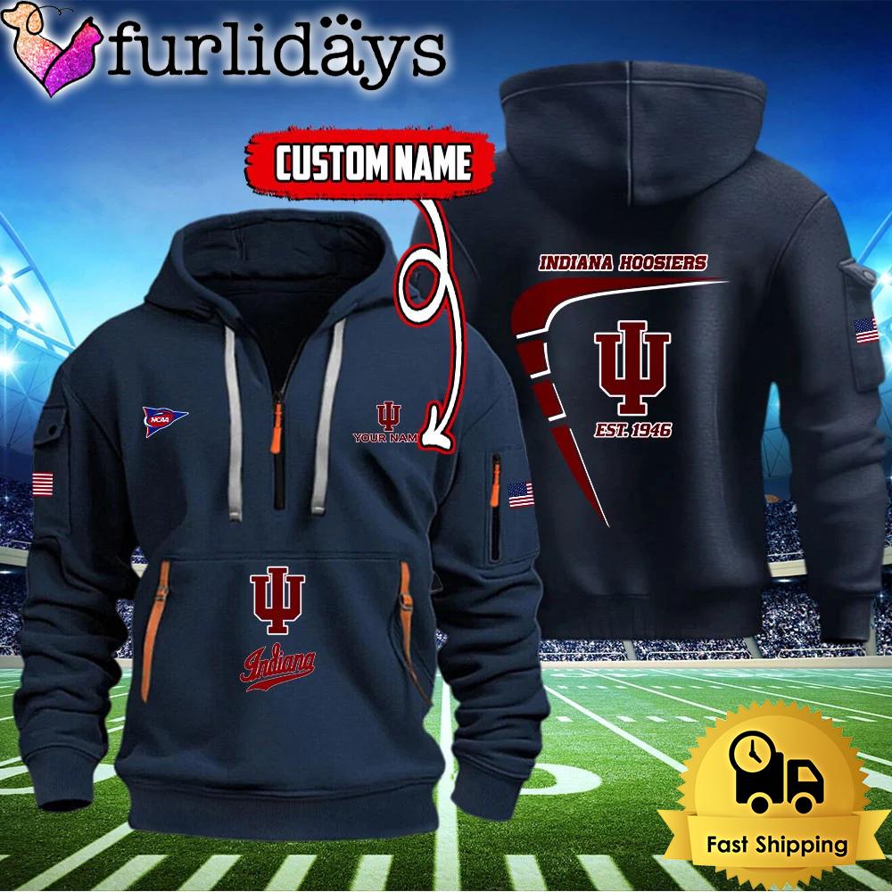 ncaa indiana hoosiers american flag custom quarter zip hoodie1662