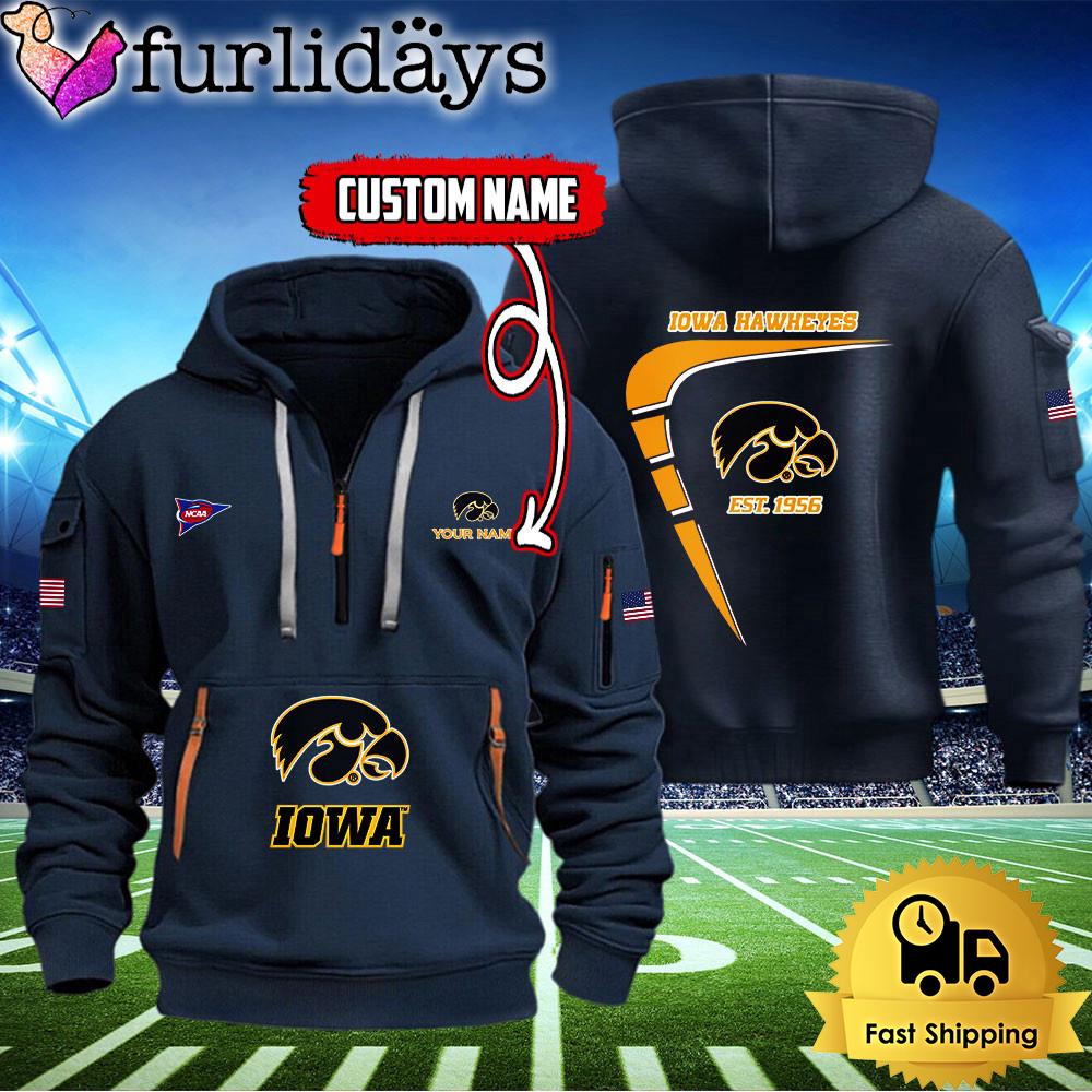 ncaa iowa hawkeyes american flag custom quarter zip hoodie0441